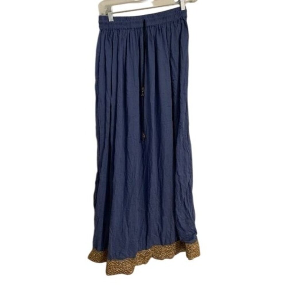 Ana & Kate Womens Blue Maxi Skirt With Gold Trim Viscose One Size